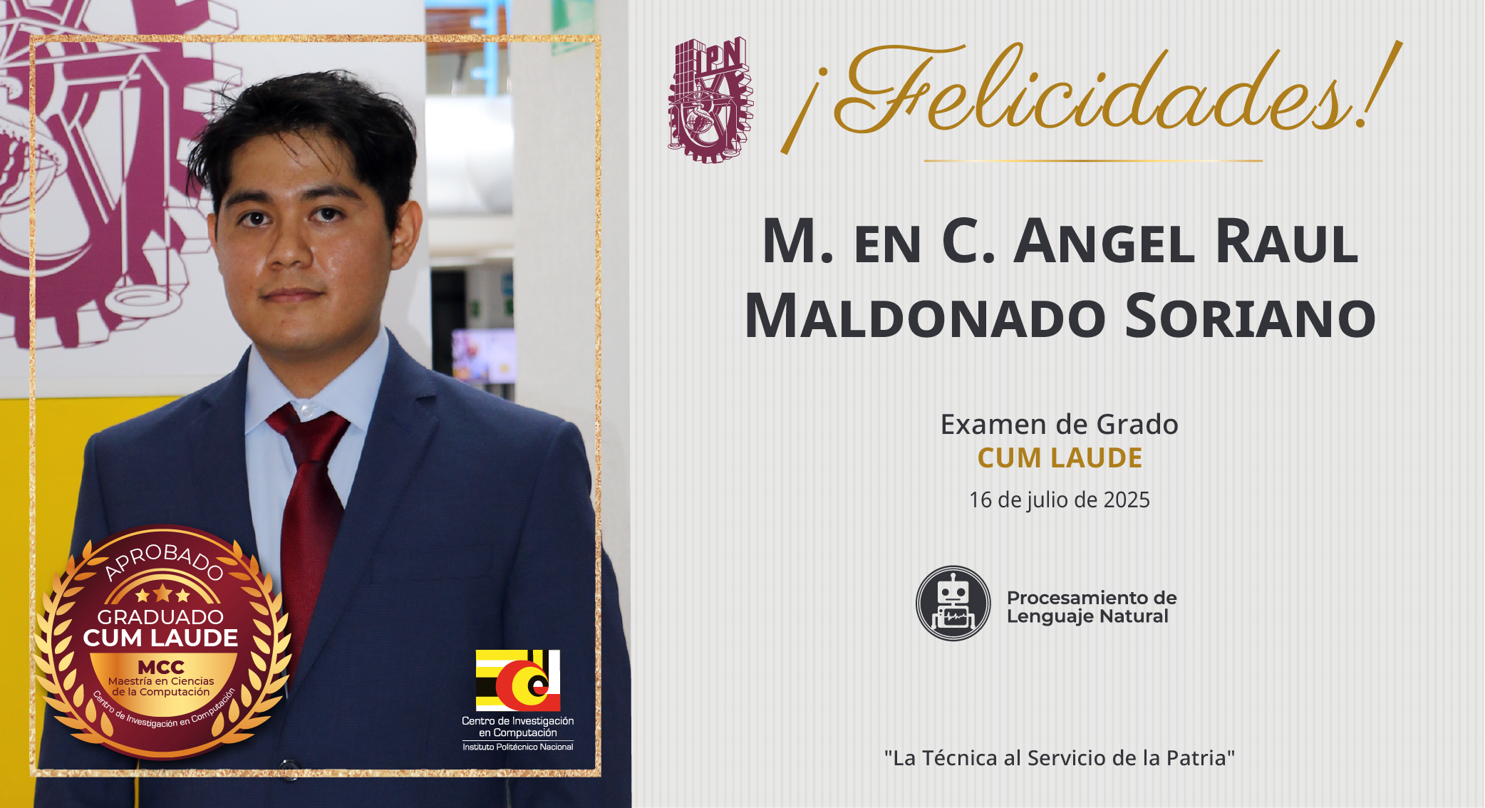 Felicitación Examen de grado-MCC-Angel Raul Maldonado Soriano 